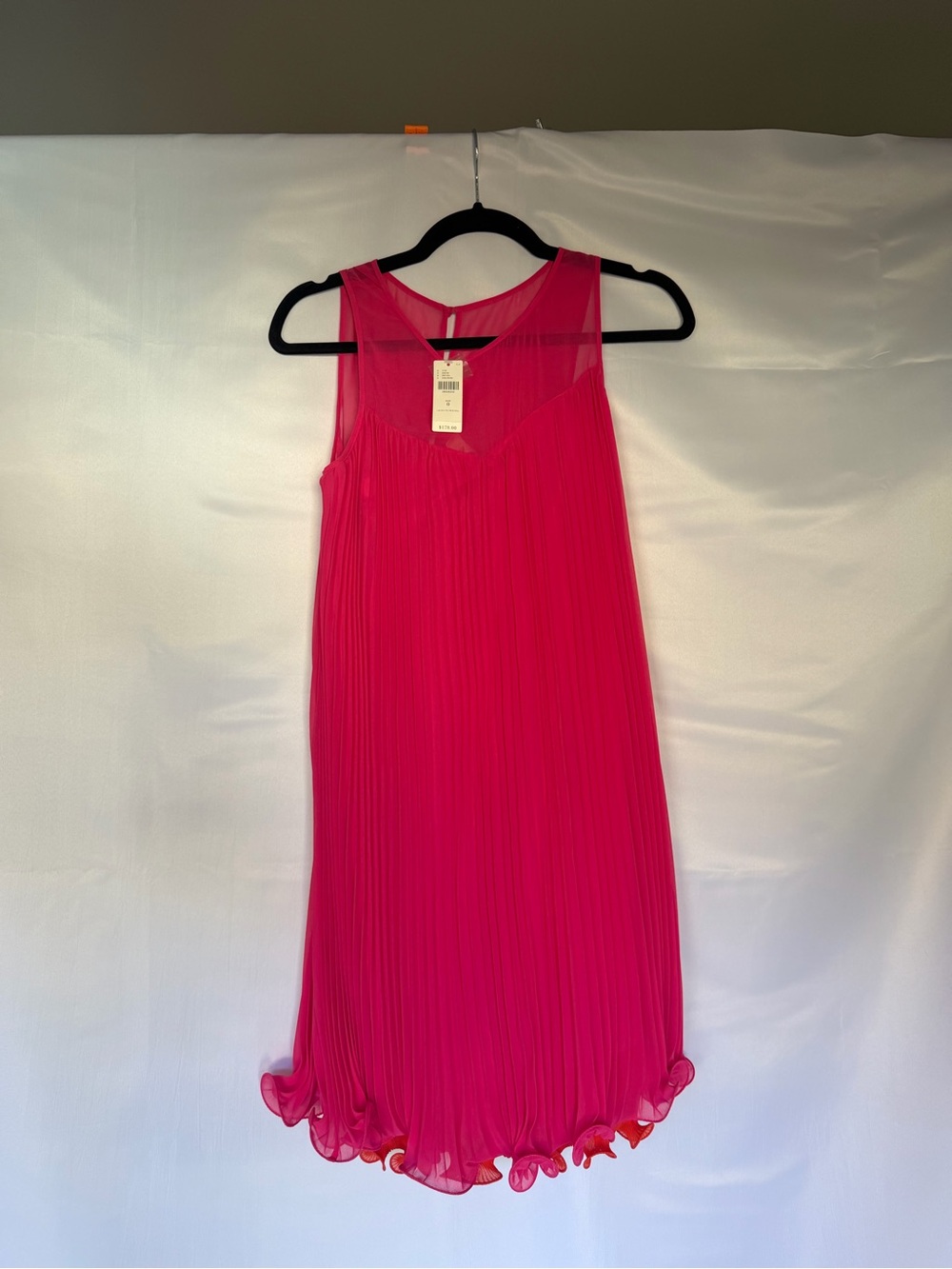 NWT Anthropologie Pink Pleated Ruffle Dress Size 0 $178